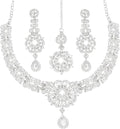 Touchstone Indian jewelry sets for women gold wedding tikka necklace set guest costume fancy bridal jewellery rhinestone crystal elegant formal prom evening wear dainty accessories