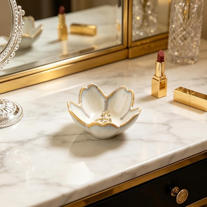 Floral Vanity Tray, Ceramic Jewelry Dish - Image 3