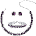 Women Rhinestone Crystal Jewelry Set Crystal Tennis Design Rhinestone Choker Necklace Link Bracelet Teardrop Earrings Set Wedding Bridal Bridesmaids Party