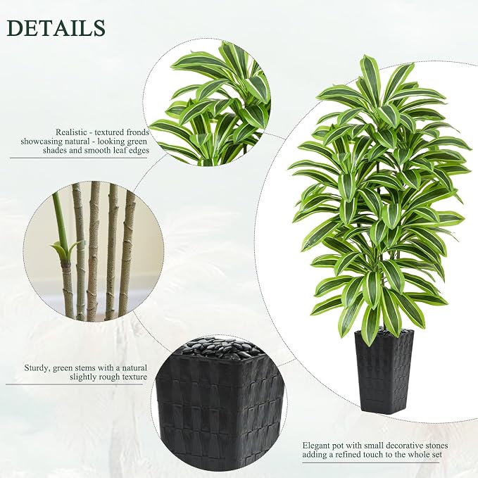 Artificial Yellow Dracaena Tree Indoor, 6FT Tall Fake Floor Plants - Image 4