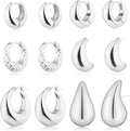 Wgoud 6 Pairs Gold Hoop Earrings Set for Women, 14K Gold Plated Hypoallergenic Lightweight Chunky Open Huggie Hoops Earrings Jewelry for Gifts.