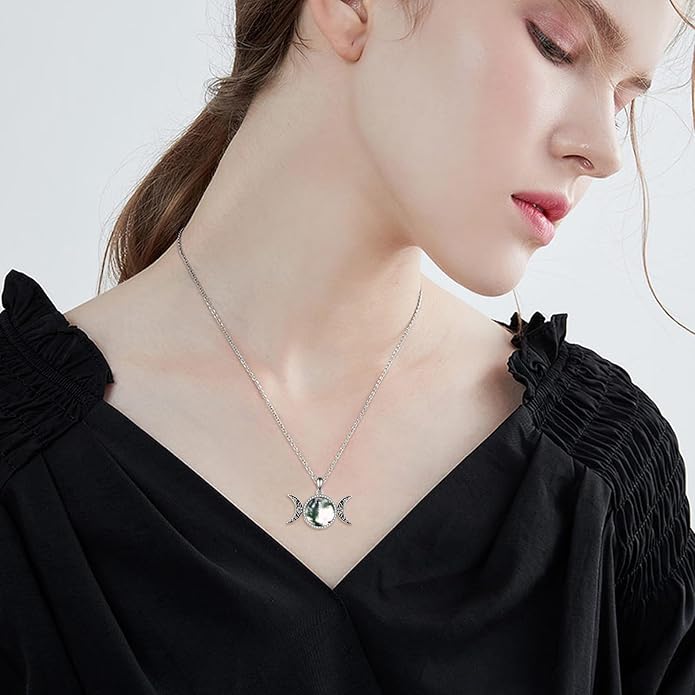 TIGER RIDER Moon Cat Necklace 925 Sterling Silver Blue Butterfly Black Jewelry Gifts Birthday Christmas Gifts for Women Wife Cat Lovers