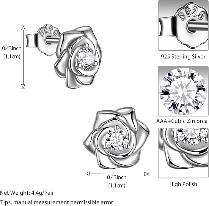 925 Sterling Silver Rose Flower Ring - Adjustable, Elegant Promise Ring for Women & Girls - Perfect for Birthday & Wedding Gifts