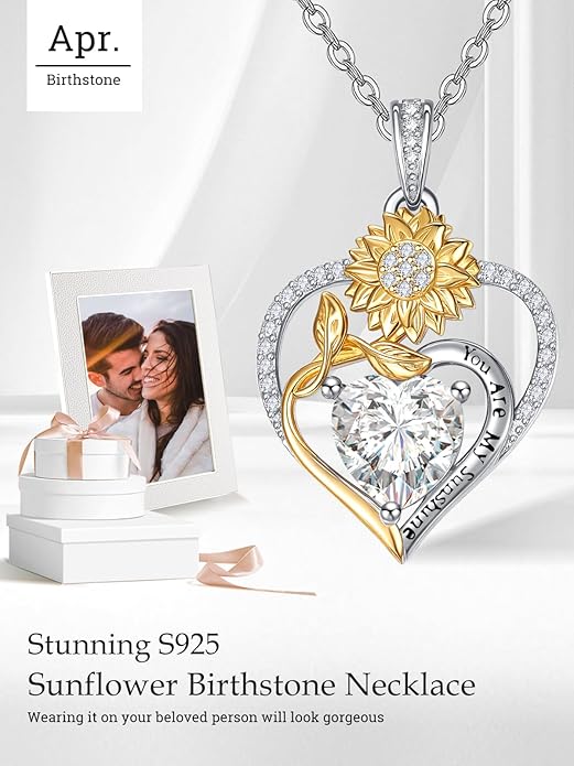 Valentine's Day Gifts for Wife 925 Sterling Silver Double Birthstone Pendant Necklaces I Love You for Always and Forever Necklace Anniversary Birthday Gifts for Wife Girlfriend Mom Her