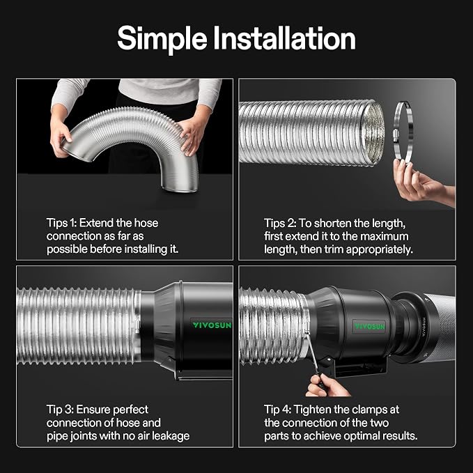 VIVOSUN 8 Inch 8 Feet Flex Air Aluminum Ducting, Dryer Vent Hose - Image 8
