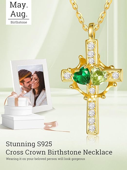 Valentine's Day Gifts for Wife 925 Sterling Silver Double Birthstone Pendant Necklaces I Love You for Always and Forever Necklace Anniversary Birthday Gifts for Wife Girlfriend Mom Her