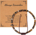 Adjustable Natural Stone Bracelet Set for Women & Men, Handmade Stretchable Beaded Bracelets (Crazy Agate/Blue Emperor/Red Wood Grain/Tiger Eye/Red Turquoise) - Christmas Gift for Her, Him, Friends, Family, Mom, Dad, Teacher, Grandparents