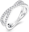 MOOSEA Moissanite Wedding Bands for Women 14K White Gold Plated 925 Sterling Silver Promise Eternity Ring Elegant Anniversary Jewelry Gifts for Special Celebrations