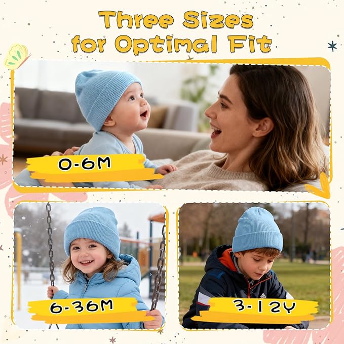 ZOORON Toddler Beanie Baby Kids Beanies Warm Winter Hat Knit Skull Cap for Boys & Girls Soft Children Infant Hat