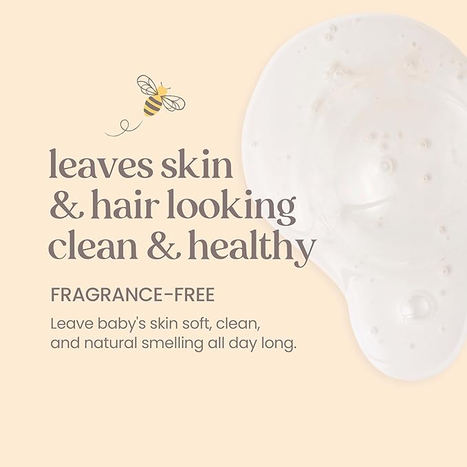 Burt's Bees Baby Sensitive Shampoo and Wash, Fragrance Free, Tear Free, Pediatrician Tested, 98.7% Natural Origin, 21 Fluid Ounces