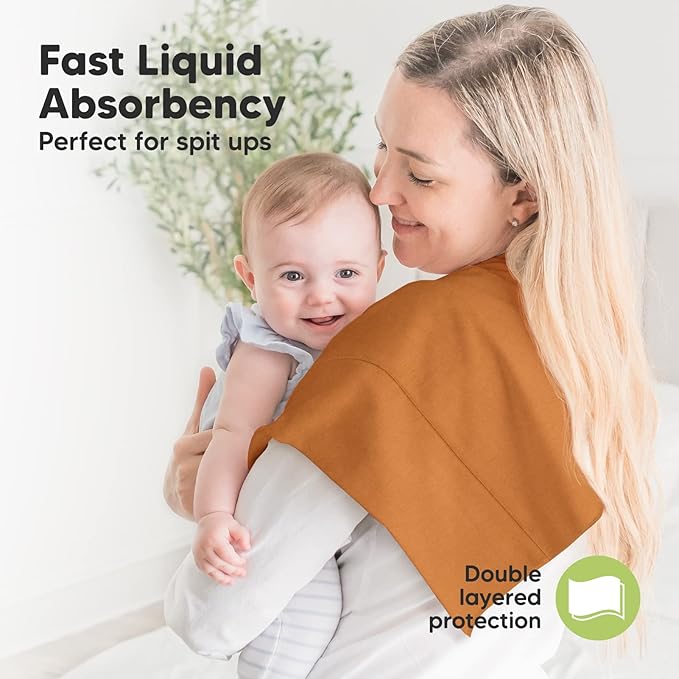 Organic Burp Cloths Baby Boy, Girl - 6-Pack Large Cotton Burping Cloths for Babies, Spit Up Rags, Super Absorbent, Ultra Soft Newborn Rag, Gender Neutral, Machine Washable, Durable(Terracotta)