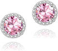 YOMELA Cubic Zirconia Earrings Studs, Halo CZ Birthstone Simulated Diamond Stud Earrings for Women