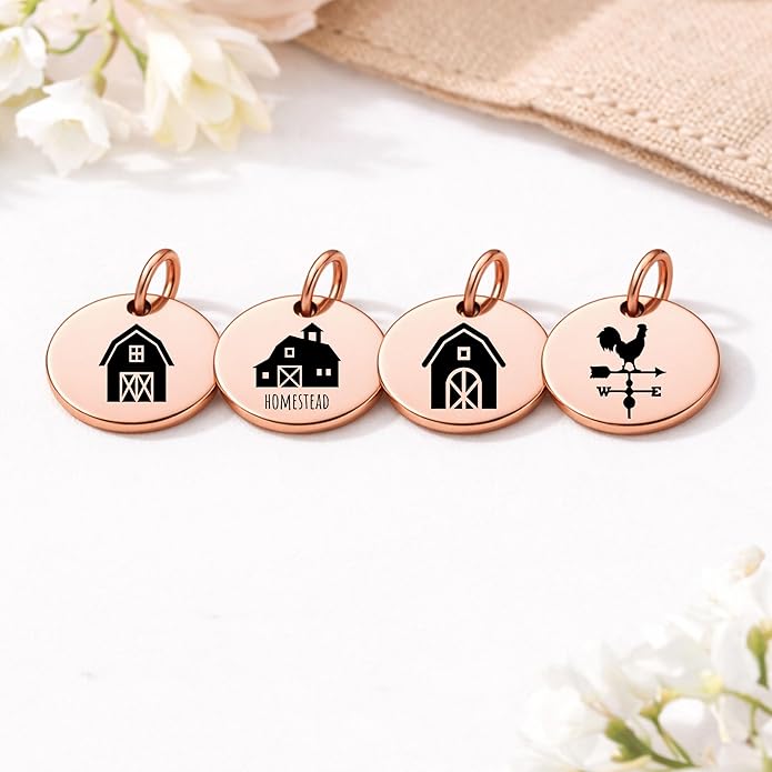 SM Design Western Charm Set of 4 – Stainless Steel Western Charms for Bracelets & Necklaces – Cowgirl, Ranch & Country Style Jewelry Charms – Western Gift for Women & Moms