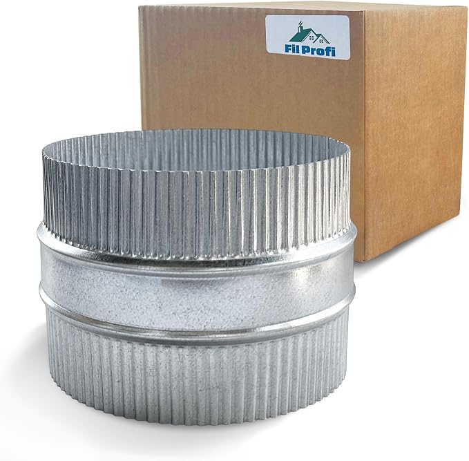 Inside-Fit. 8 Inch Diameter. Round Duct Coupling Sleeve, Galvanized Steel — by Unknown