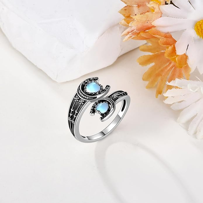 MONGAS Spoon Rings for Women Sterling Silver Horseshoe Witches Knot Filigree Open Adjustable Thumb Rings Horseshoe Witches Knot Filigree Jewelry Gifts for Women