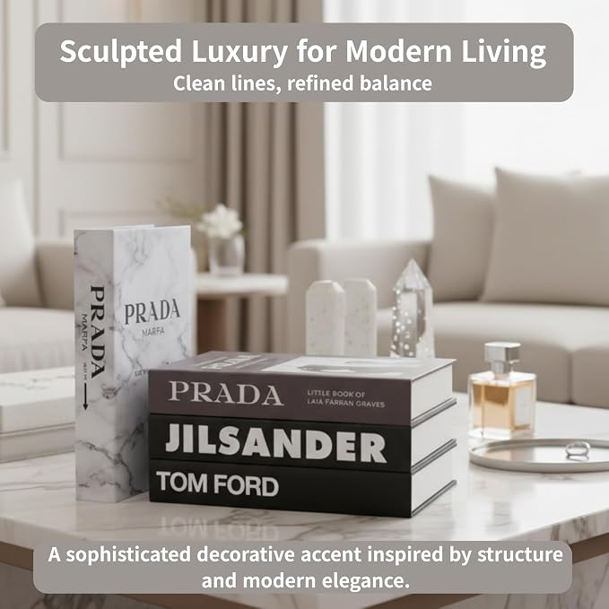 4 Pcs Decorative Books | Faux Marble Cardboard Coffee Table Decor | Minimalist - Image 6