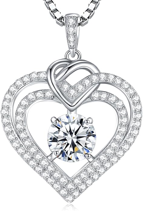 Gorgeous Moissanite Necklaces for Women - Valentine's Day Gifts for Wife Girlfriend, 925 Sterling Silver 1-3CT Moissanite Pendant Jewelry, Wedding Anniversary Birthday Christmas for Mom