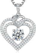 Gorgeous Moissanite Necklaces for Women - Valentine's Day Gifts for Wife Girlfriend, 925 Sterling Silver 1-3CT Moissanite Pendant Jewelry, Wedding Anniversary Birthday Christmas for Mom
