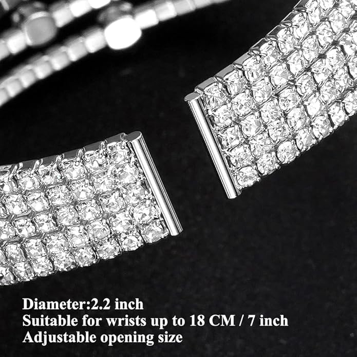 Suyi Rhinestone Bracelet Multilayer Gold Cuff Bracelet for Women Crystal Braidal Bracelets
