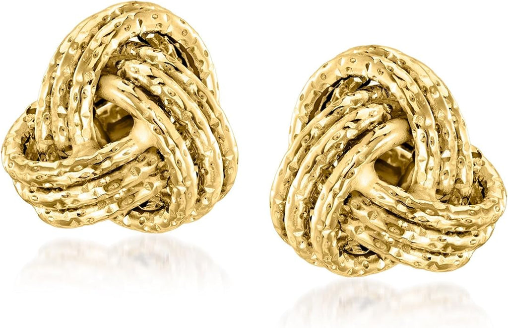 Ross-Simons Italian 14kt Yellow Gold Love Knot Jewelry Set: Necklace and Stud Earrings. 16 inches
