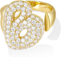 KissYan Bubble Initial Ring Valentines Day Gifts for Women, 14k Gold Plate Balloon Jumbo Letter Rings Open Adjustable Dainty Pave CZ Personalized Fashion Trendy Statement Jewelry