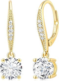 Cossa Dangle Earrings 14K Gold Drop Earrings for Women Disc Dangle Stylish Leverback Earring with Cubic Zirconia Drop Earring A Must-have Fashion Accessory