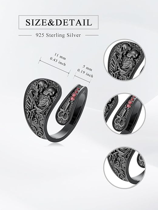 Midari Sun and Moon/Bee/Celtic/Life of Tree/Lotus Spoon Ring for Women 925 Sterling Silver Adjustable Ring Open Ring for Women Men Halloween Birthday Gift