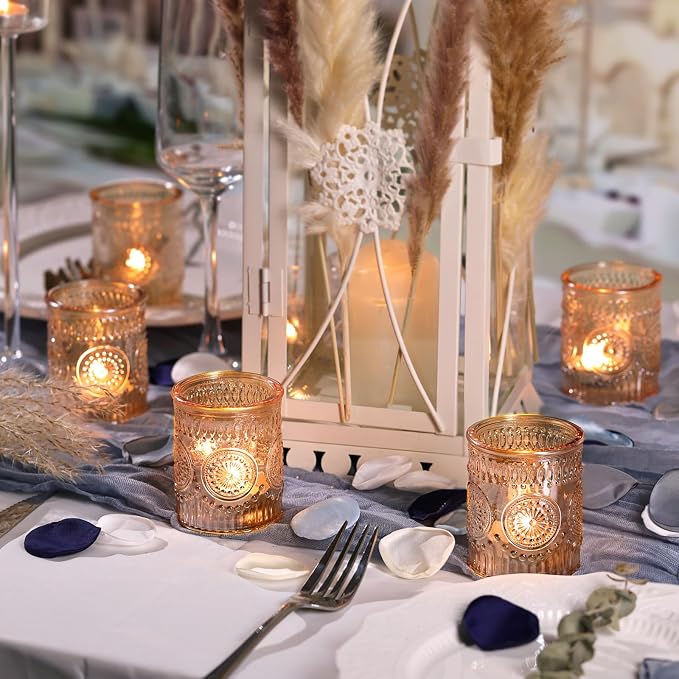 DEVI 24pcs Gold Glass Votive Candle Holders, Wedding Decorations, Bridal Shower - Image 3