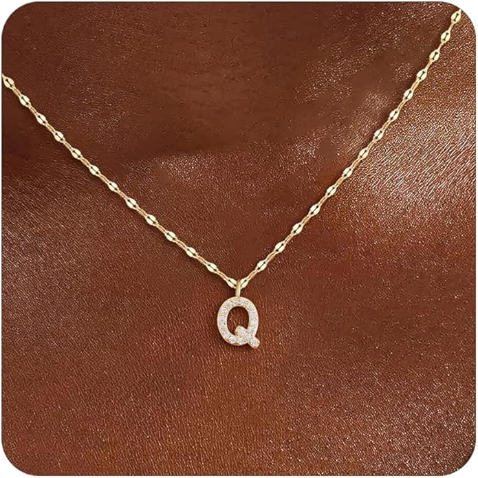 Initial Necklaces for Women,14K Gold Plated Necklaces, A-Z Letter Pendant Charm Necklace Trendy Dainty Hypoallergenic CZ Custom Personalized Name Necklace Gold Jewelry Birthday Christmas Gift for Her