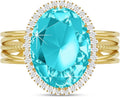 Linawe Birthstone Chunky Adjustable Rings for Women, Gold/Silver/Rose Gold Statement Rings, Imitation Diamond Fake Gemstone Crystal Cocktail Ring, Cubic Zirconia Costume Jewelry