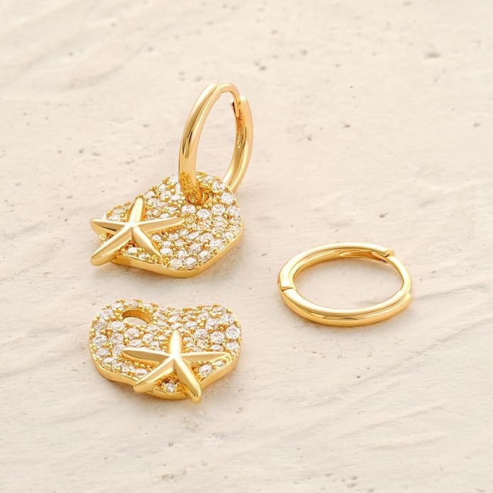 MYEARS Women Earrings Gold Huggie Hoop Dangle Drop 14K Gold Plated Small Simple Hypoallergenic Everyday Jewelry