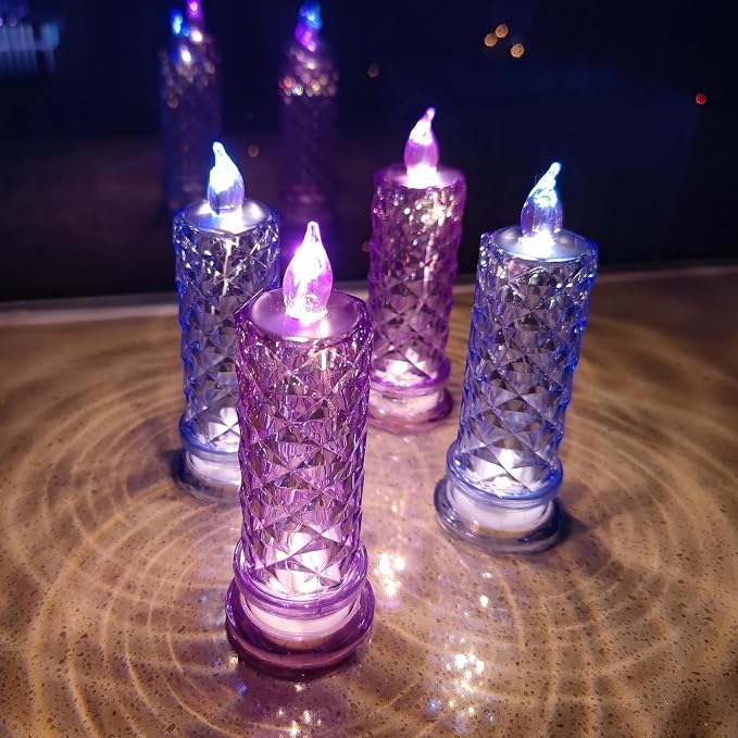 SupBri 4PCS Rose Halo LED Flameless Candles, Valentines Anniversary Wedding - Image 3