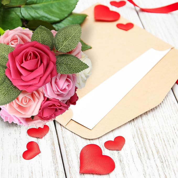AmyHomie Seriesa Red Rose 100pcs Real Looking Artificial Flowers w/Stem | - Image 4