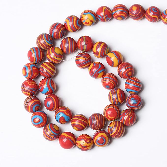 46PCS 8mm Natural Orange Malachite Beads Round Loose Stone Beads for Jewelry Making DIY Bracelet Necklace 15 Inch,Energy Stone Healing Power