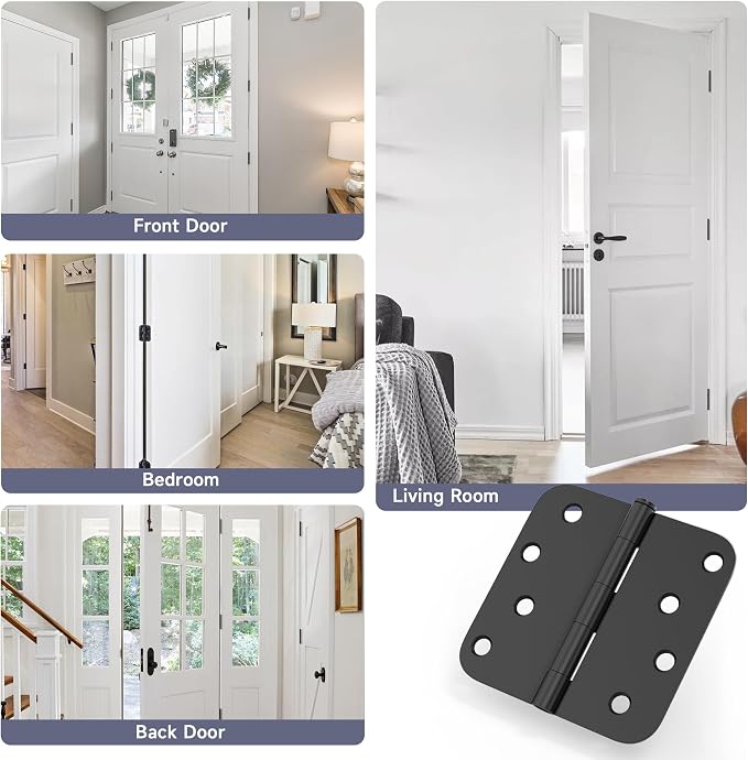 3 Pack Door Hinges 4 Inch, Matte Black Hinges - Image 7