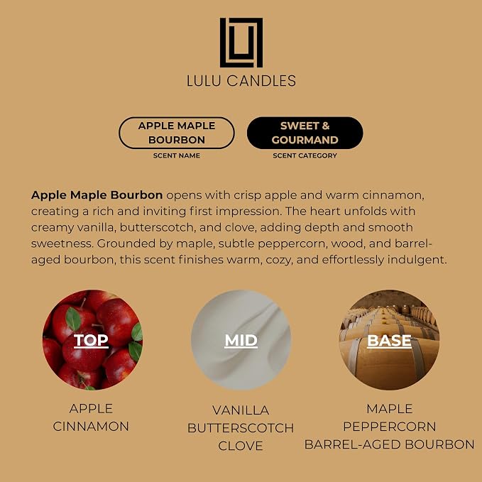 Lulu Candles Apple Maple Bourbon Scented Soy Jar Candle, 9 Oz. | Smells like - Image 3