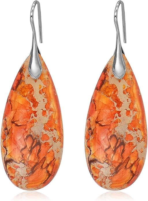 Natural Stone Earrings Waterdrop Stone Dangle Earrings for Women