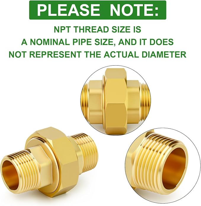 1PCS Brass Union，1" NPT Male x 1" NPT Male Brass Pipe Fitting - Image 3