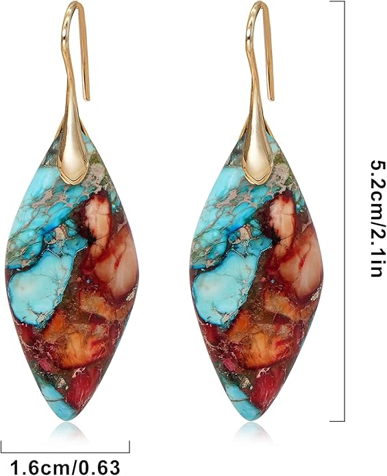 Natural Stone Earrings Multishape Dangle Drop Earrings Boho Stone Earring for Women