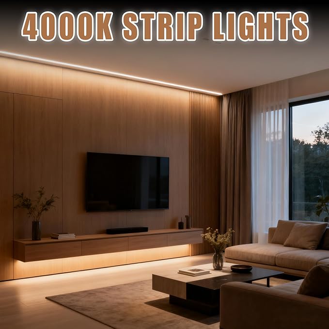 RadiantFlux 4000K 16.4Ft Led Strip Lights, Natural Light Strips Lights Indoor - Image 2