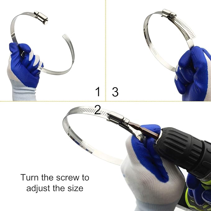 4Pcs 2.5 Inch Adjustable 304 Stainless Steel Duct Clamps Hose Clamp | Rust - Image 4