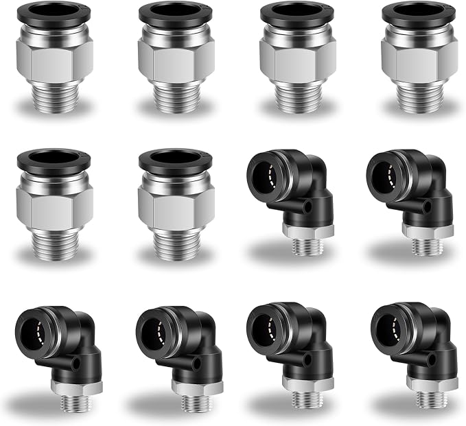 CNAODUN 12 Pcs Push to Connect Fittings 1/2 Inch Tube OD x 1/4 Inch NPT Thread by CNAODUN