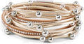 Wrapped Bracelets for Women,Leather Bracelet,Boho Bracelets for Women,Multi-Layer Pearl Crystal Bracelet Bangle Jewelry