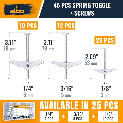 ALBO 45-Piece Heavy Duty Hollow Wall Anchors Kit - Image 2