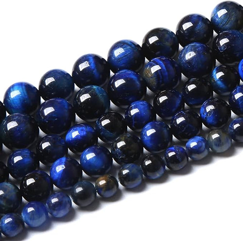 120PCS 6mm Lapis Lazuli Blue Tiger Eye Beads Natural Stone Round Loose Beads Energy Gemstone Healing Power for Jewelry Making 2 Strand 32"