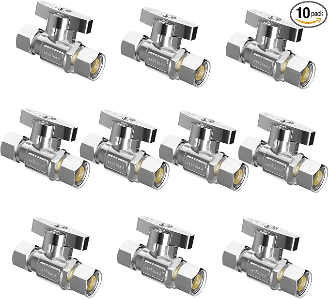 WiseWater Straight Stop Valve 3/8" FEM x 3/8" Compression | 1/4 Turn Chrome by WiseWater