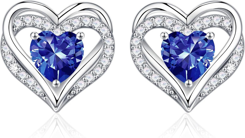 Iefil Valentine Day Gifts for Her - 925 Sterling Silver Heart Stud Earrings Birthday Gifts for Women