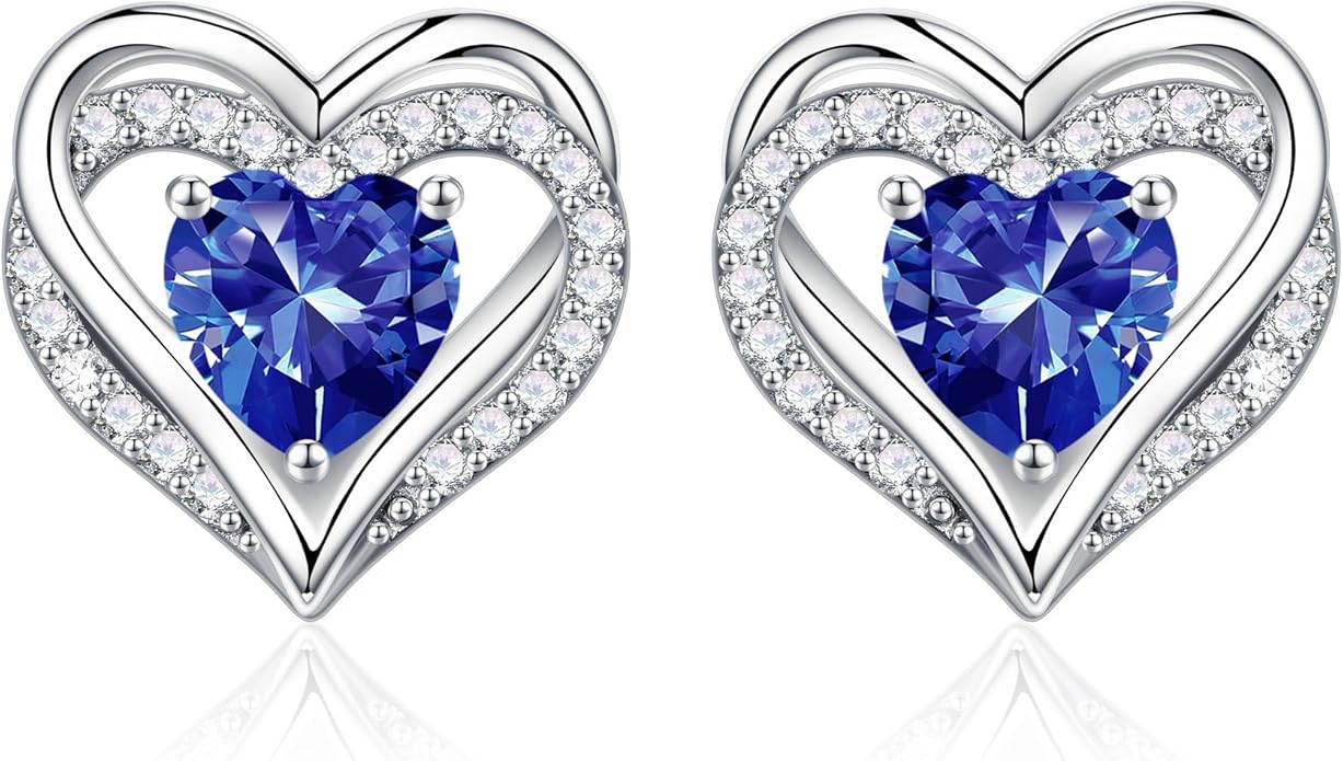 Iefil Valentine Day Gifts for Her - 925 Sterling Silver Heart Stud Earrings Birthday Gifts for Women
