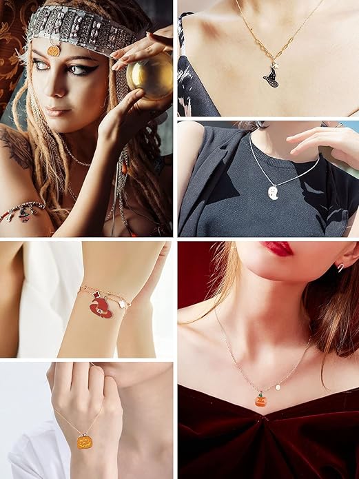 Kalolary Halloween Charms Alloy Enamel Bracelet Metal Earring Kawaii Pendant for Party DIY Jewelry Necklace Making Supplies