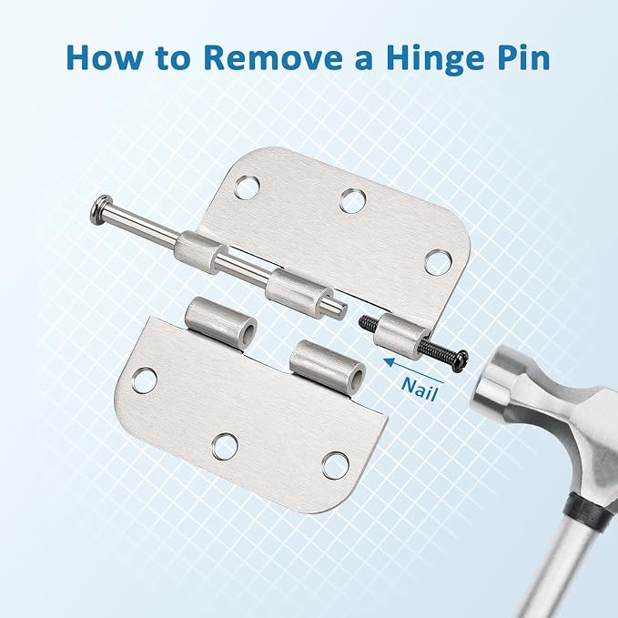 KNOBWELL Brushed Nickel Door Hinges, 3.5" Exterior Door Hinges, 3 Pack | 3.5" x - Image 9
